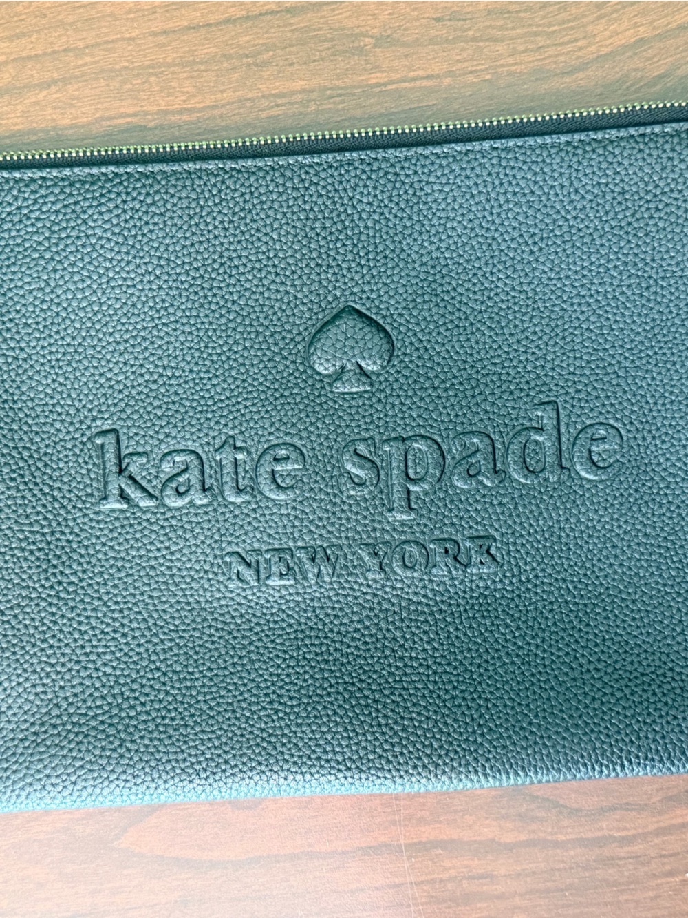 Kate Spade New York Black Pebbled Leather Large Zip Pouch Clutch
